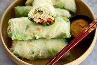 Crispy Chicken Spring Rolls with Creamy Peanut Dipping Sauce