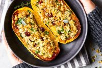 Quinoa and Spinach Stuffed Delicata Squash Recipe