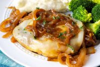 French Onion Pork Chops with Melted Gruyère and Caramelized Onions