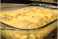 Cheesy Crescent Chicken Bake with Creamy Garlic Sauce