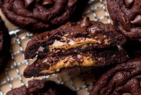 Chocolate Peanut Butter Stuffed Cookies — Gooey Center Recipe