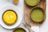 Matcha Tartlets with Tangy Passion Fruit Curd
