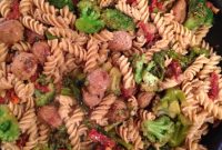 Whole Wheat Pasta with Italian Chicken Sausage, Broccoli & Sun-Dried Tomatoes