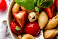 Strawberry Caprese Pasta Salad with Balsamic Glaze