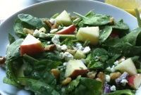 Spinach Salad with Apples, Walnuts & Goat Cheese Dressing