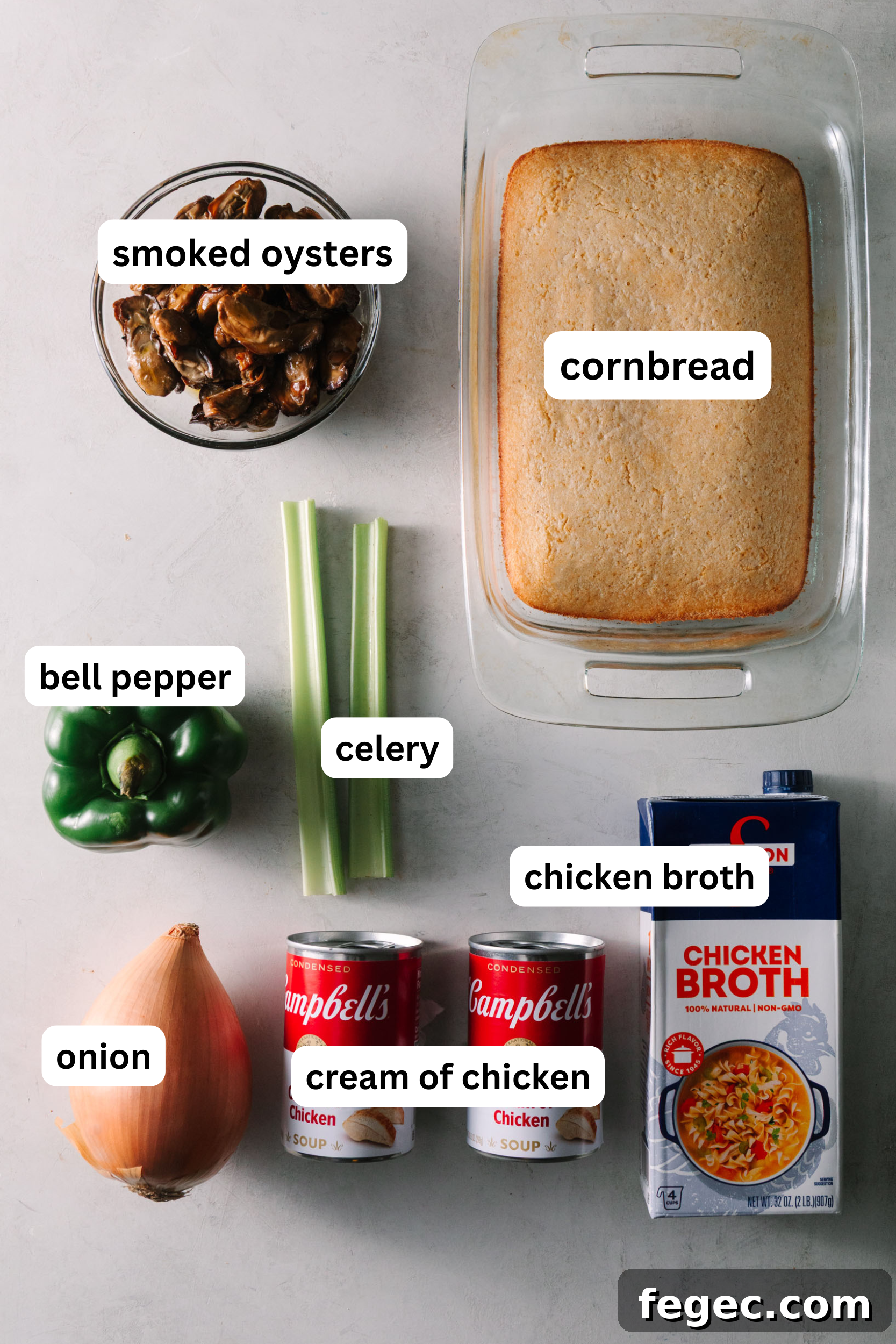 Ingredients for oyster dressing
