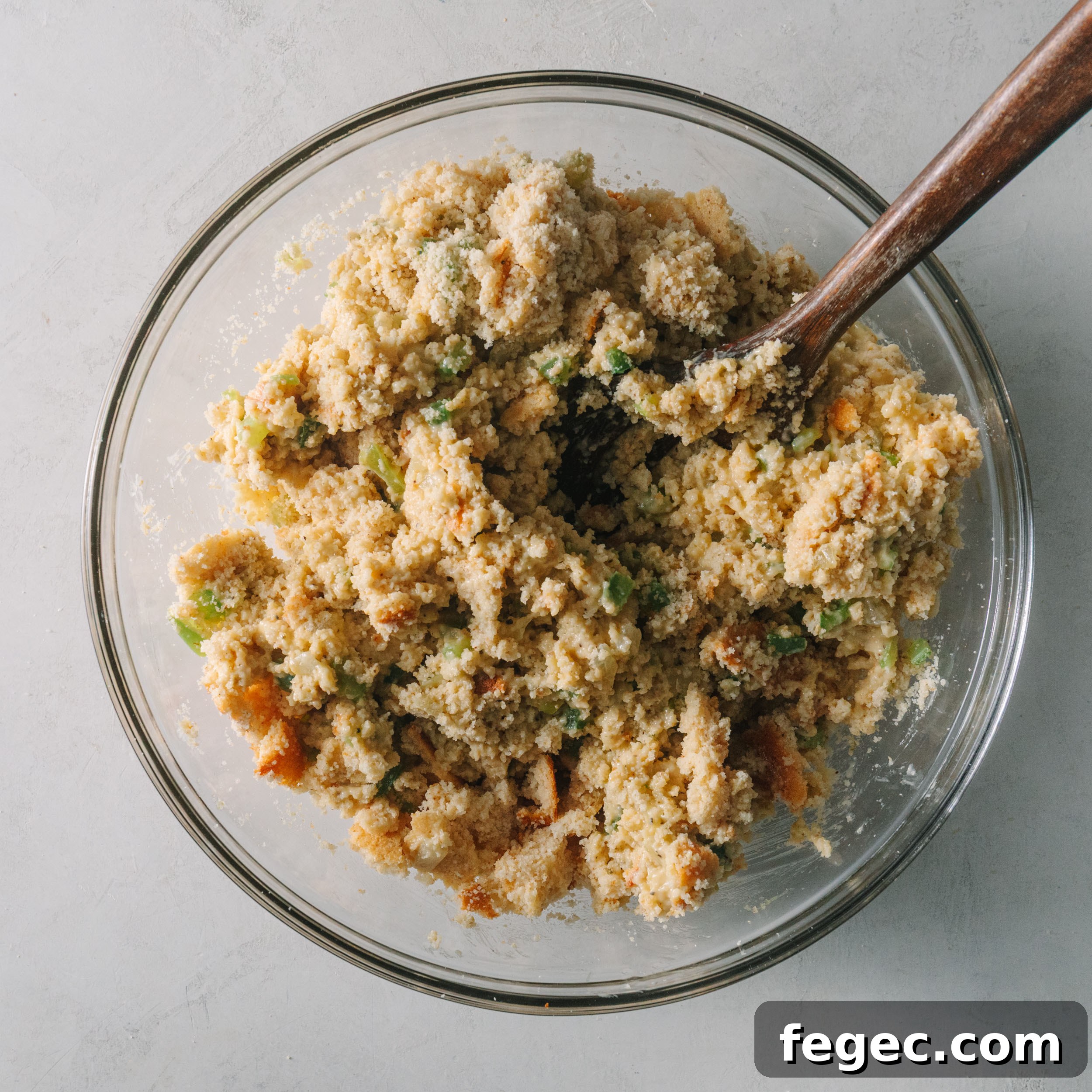 Add cornbread and vegetables