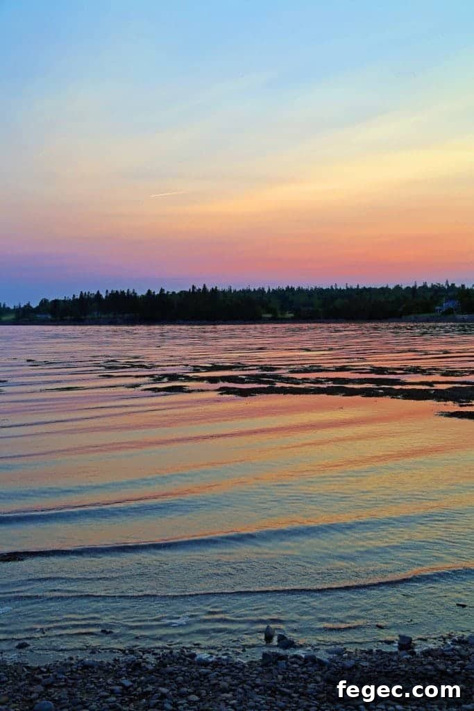 Saint Andrews by the Seas sunset over the water