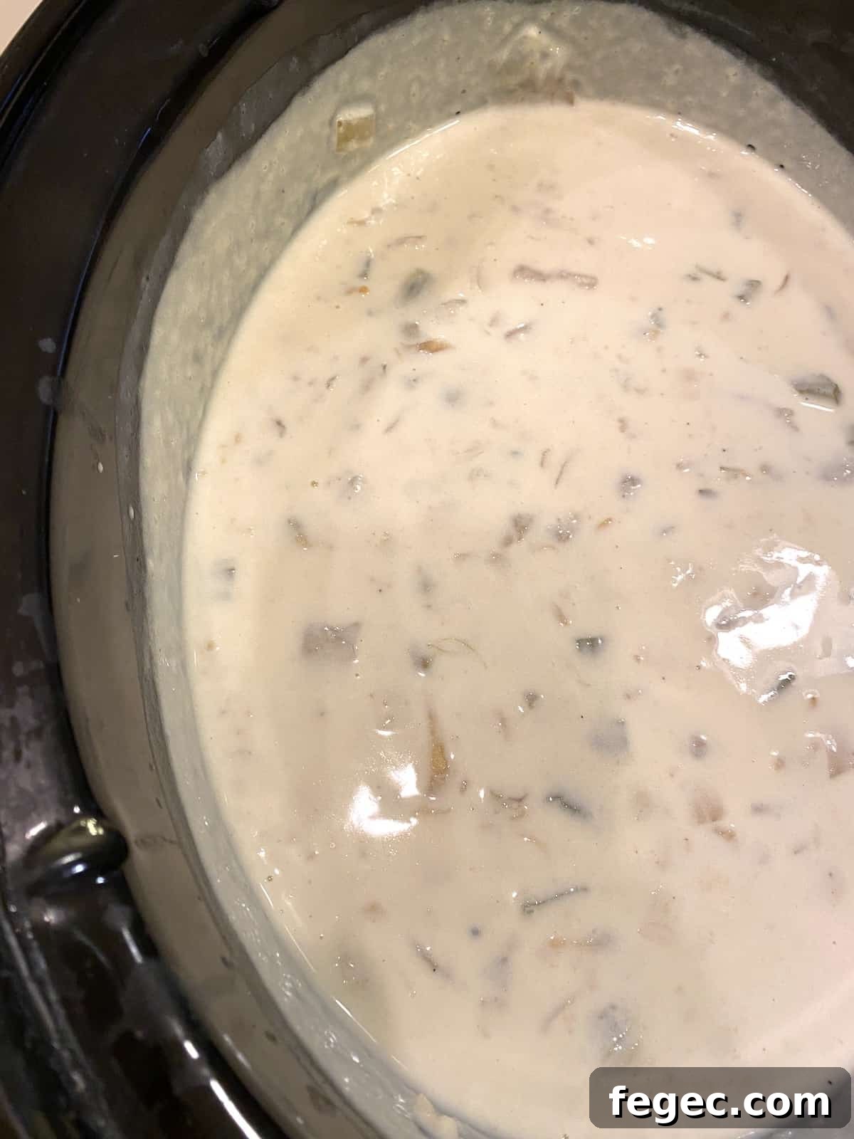 Clam chowder in the crockpot.