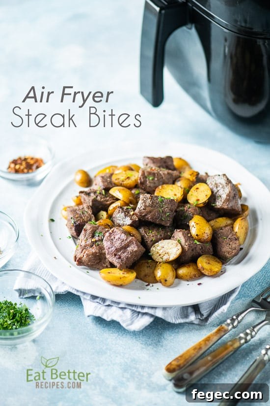 Best Air Fryer Steak Bites on a plate