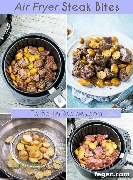 Best Air Fryer Steak Bites step by step photos