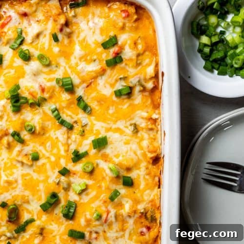 Casserole in a white dish on a light counter.