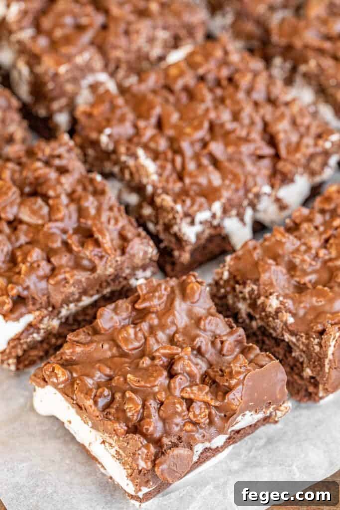 layered brownie bars on a platter