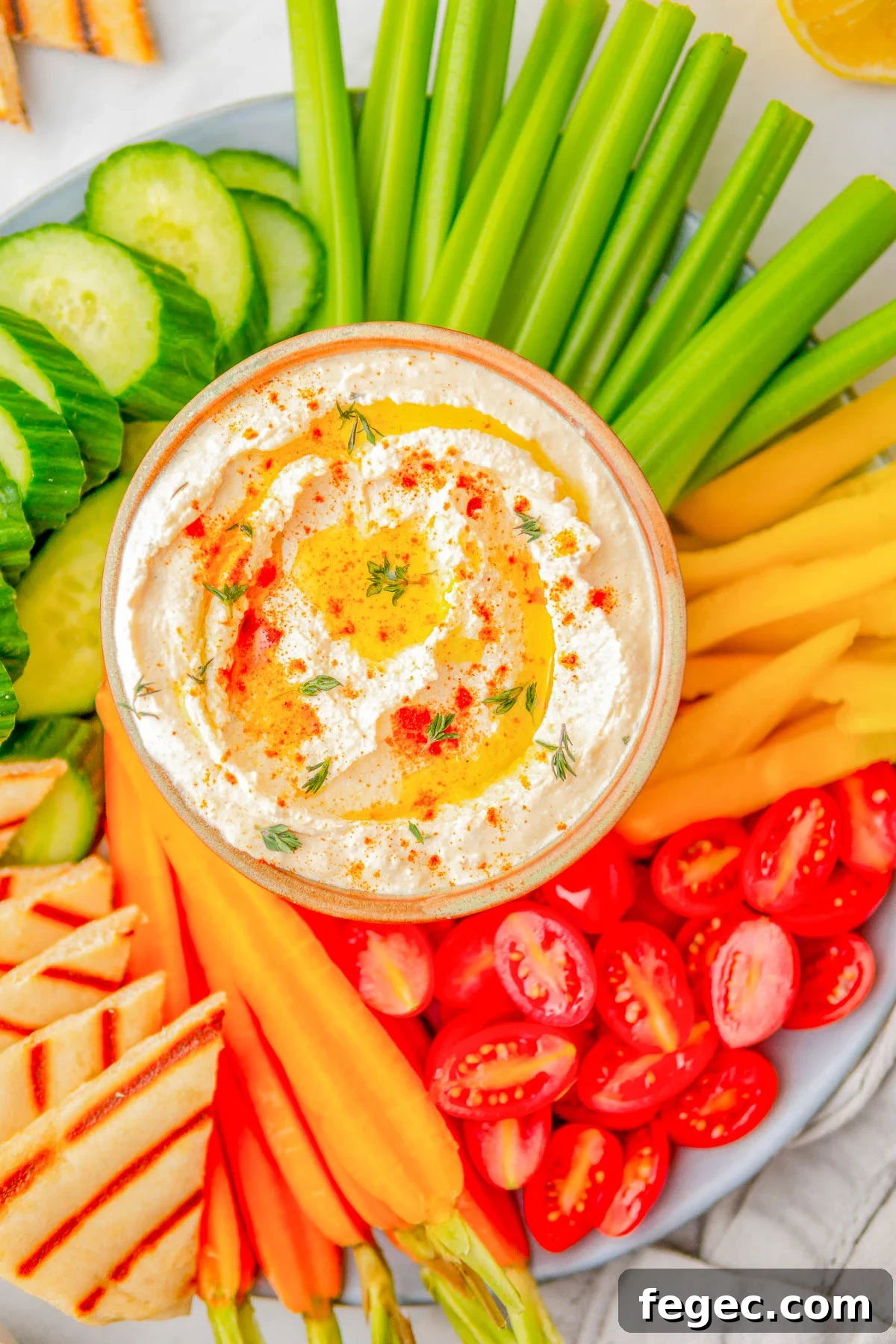 Whipped Feta Dip - a creamy dip with feta, Greek yogurt, lemon, garlic and olive oil