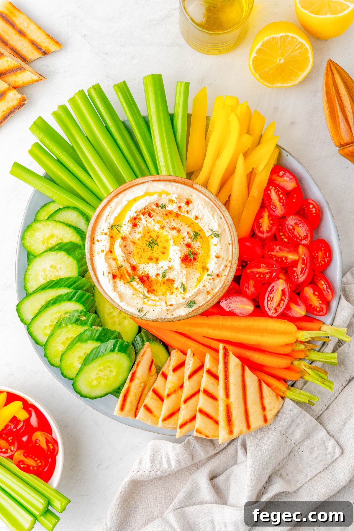 Close up of whipped feta dip