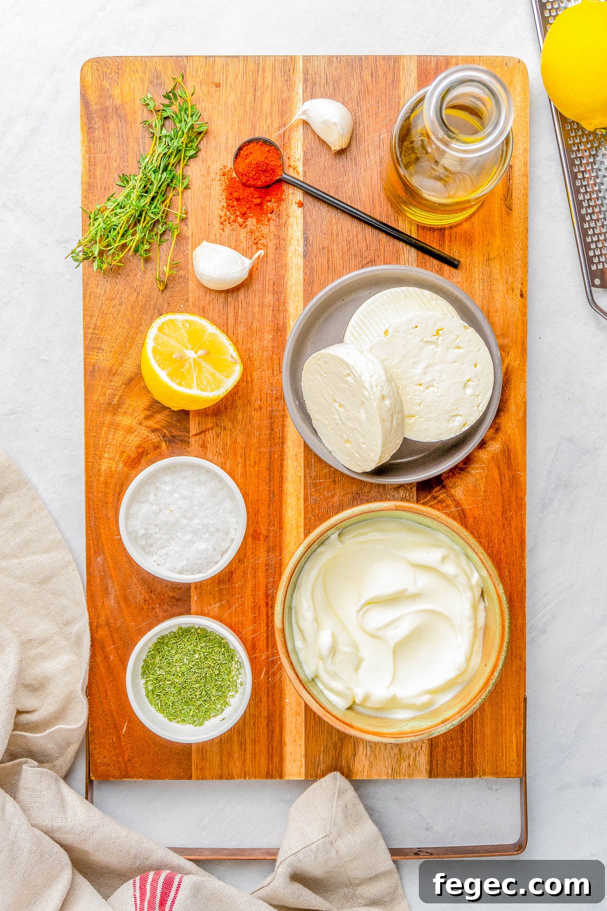 Ingredients for whipped feta dip