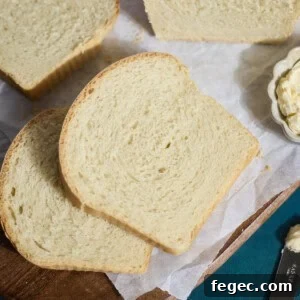 Slices of Sourdough Discard Sandwich Bread.