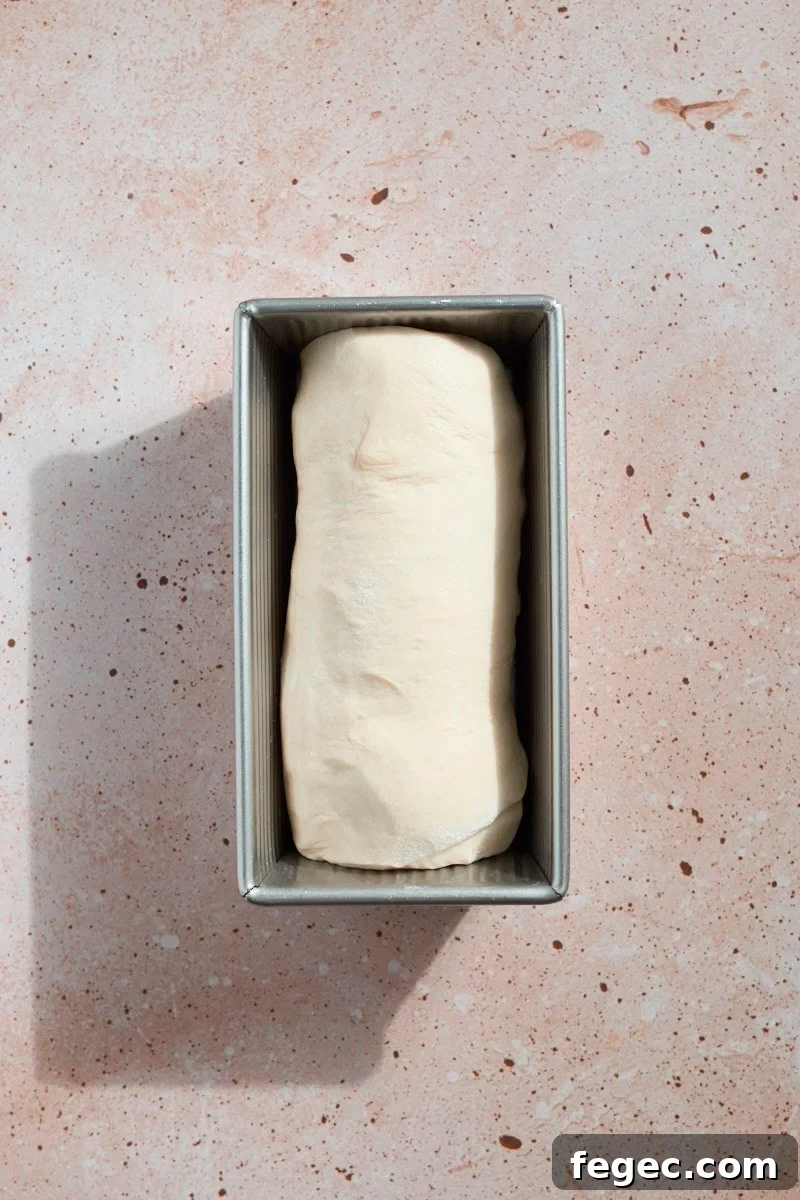 Dough placed in the pan to rise.