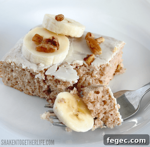 3 Ingredient Banana Nut Muffin Cake - garnish with fresh banana slices and toasted nuts!