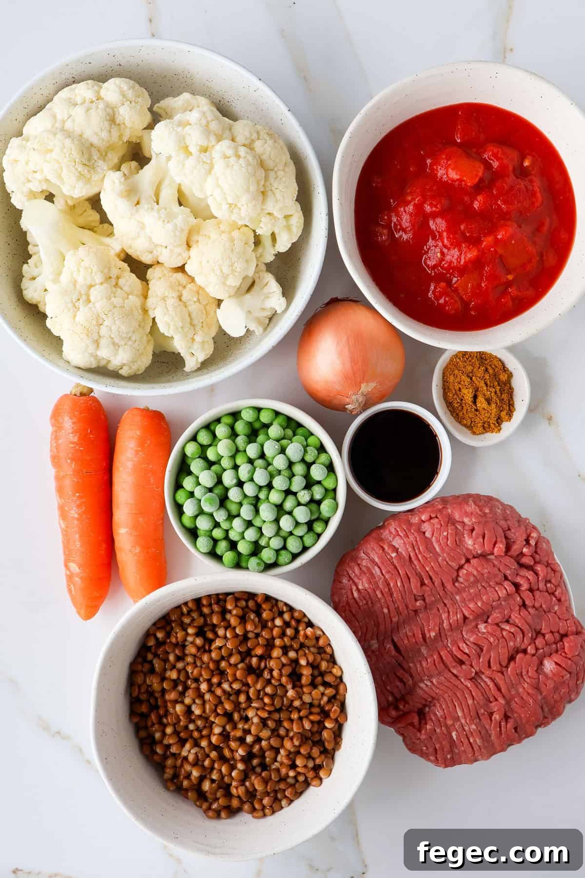Ingredients shown to make the mince recipe.