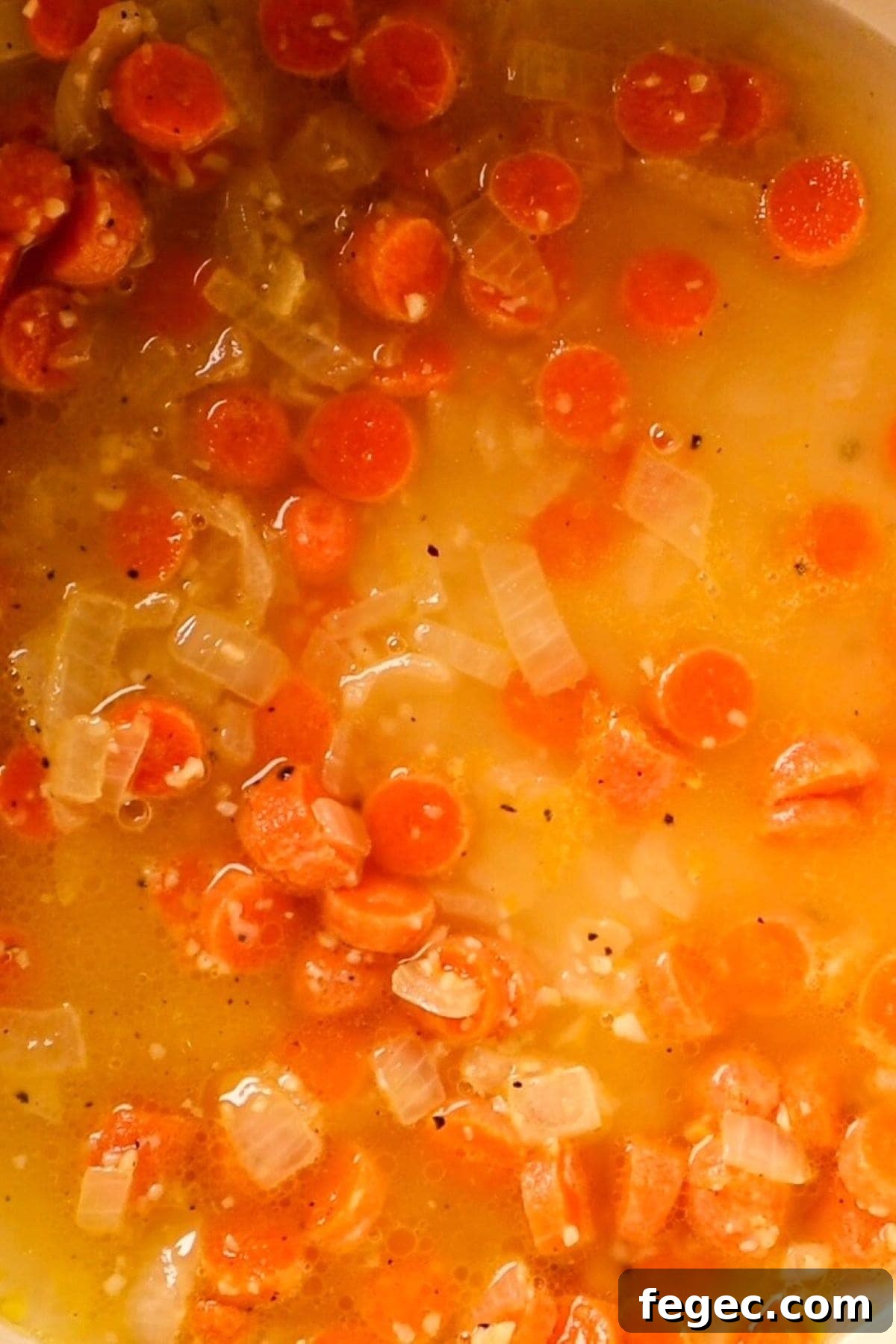 carrots and onions in broth
