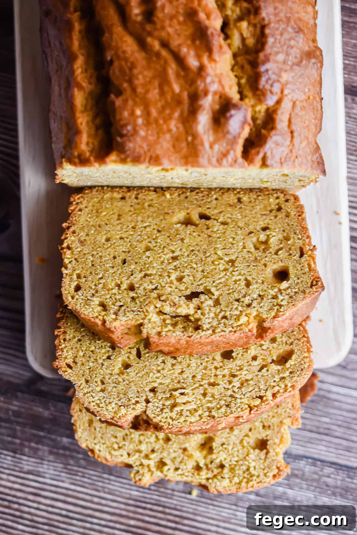 A close up of the texture of the sourdough pumpkin bread