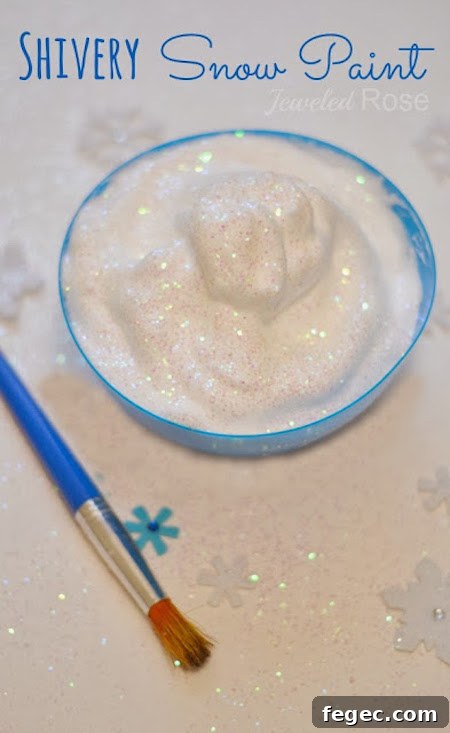 Shivery and glittery snow paint! This looks magical (click the picture to see more)
