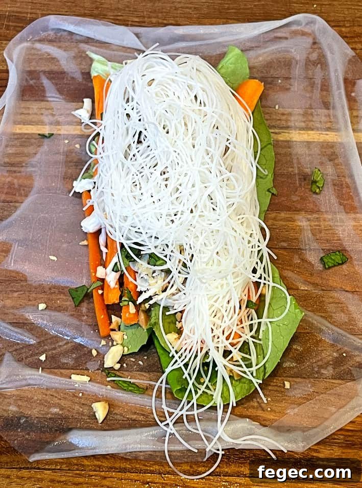 spring roll before rolling