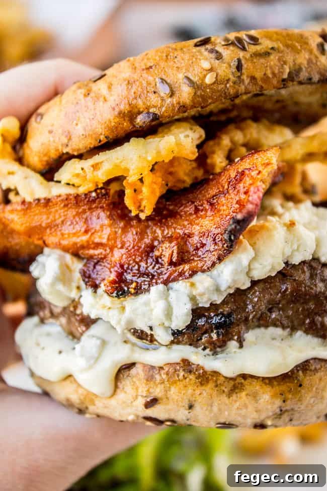 Grilled Bacon-Wrapped Hot Dogs: Crispy, Juicy Summer Recipe 10 Bacon and Goat Cheese Aioli Burger with Crispy Onions from The Food Charlatan