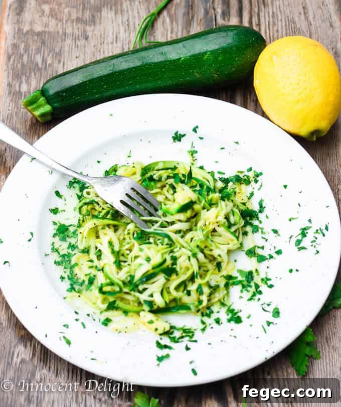 Garlic lemon zucchini noodles