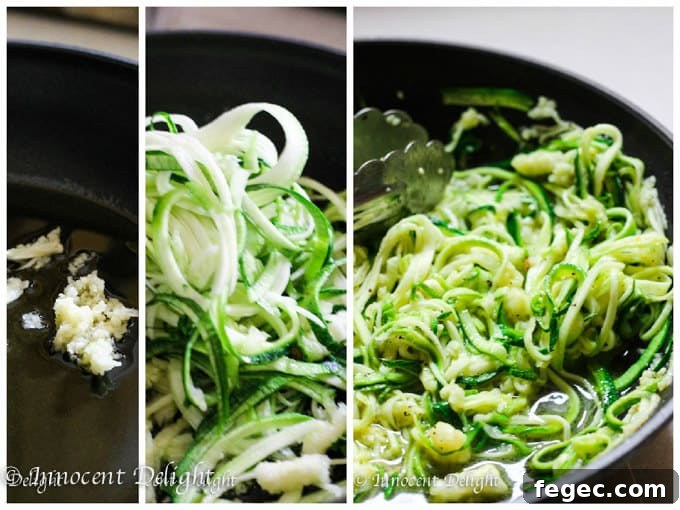 Garlic lemon zucchini noodles