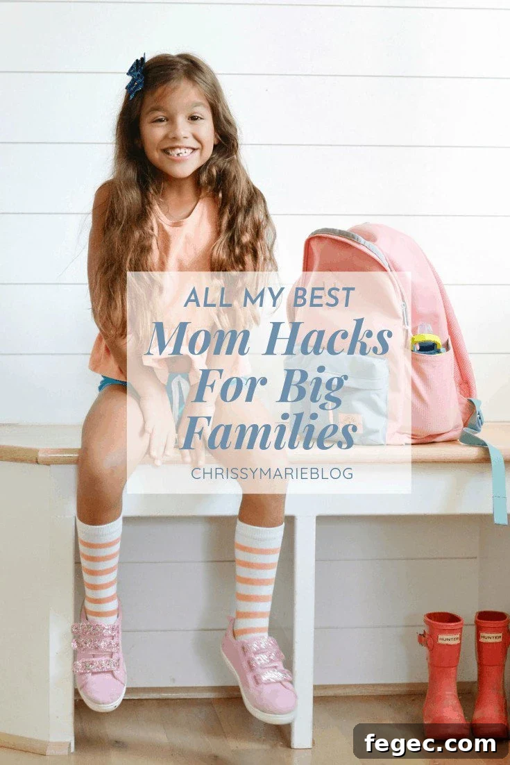 Pinterest image that has a girl and text that reads "all my best life hacks for moms"