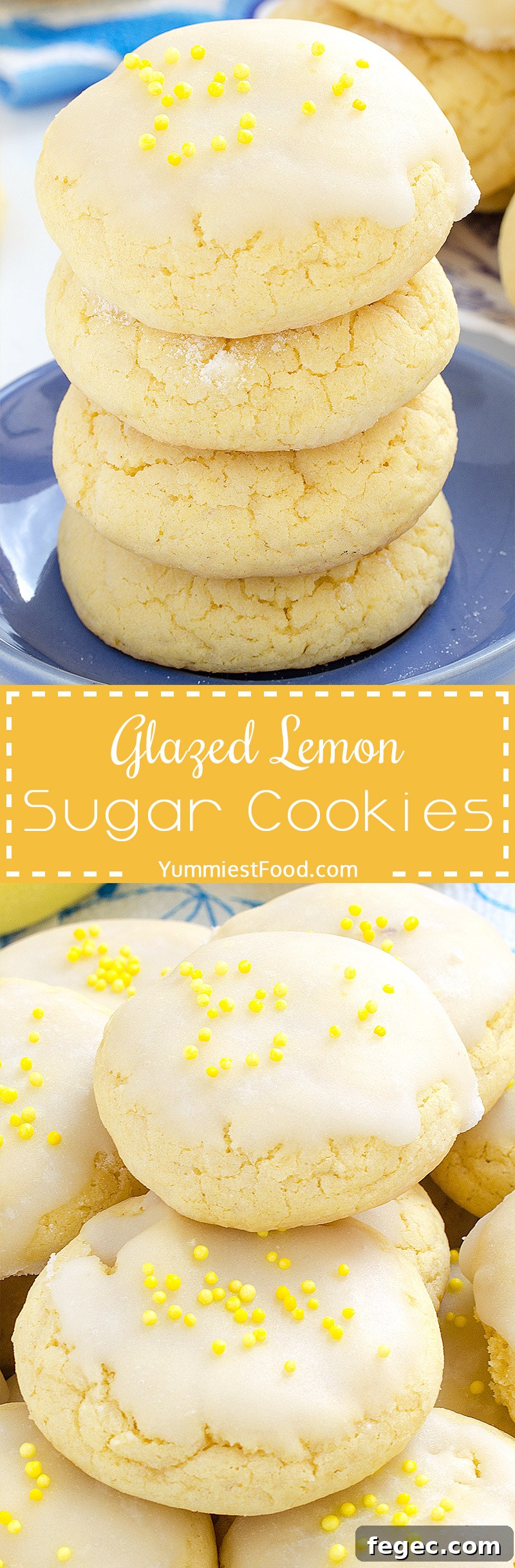 Glazed Lemon Sugar Cookies - so sweet, delicious and refreshing! Very easy and quick to make with only few ingredients!
