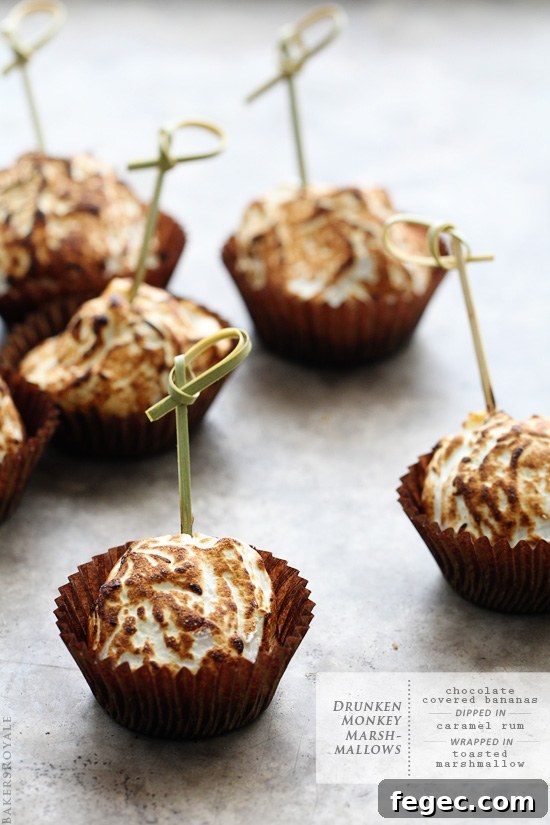 Drunken Monkey Marshmallows via BakersRoyale