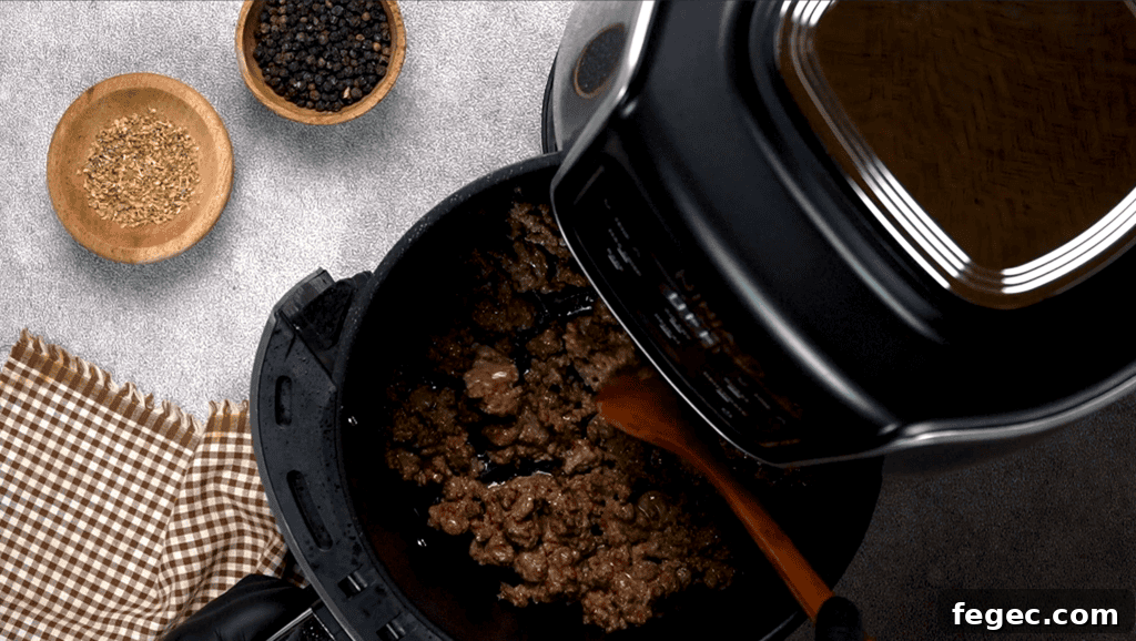 beef in air fryer basket