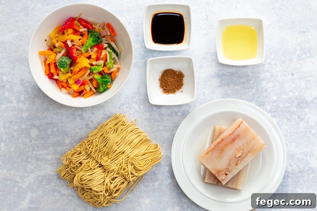 Ingredients in the pollock stir fry 