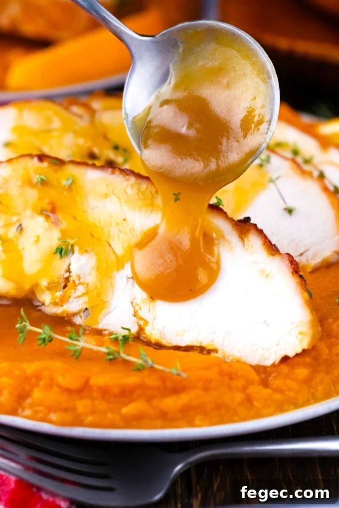 Oven-Roasted Turkey Breast with Honey Orange Glaze 10 Drizzling honey orange sauce over oven roasted turkey breast.