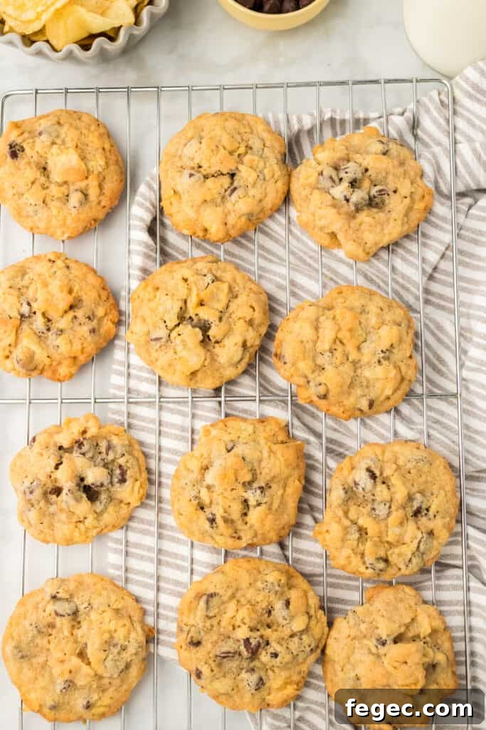 potato chip cookies on a wire rack