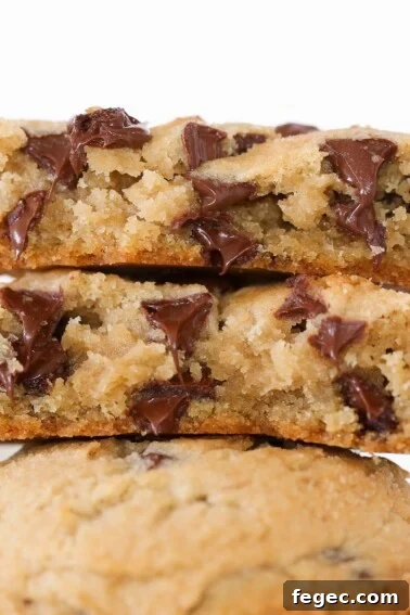 Chewy Chocolate Chip Cookies interior detail.