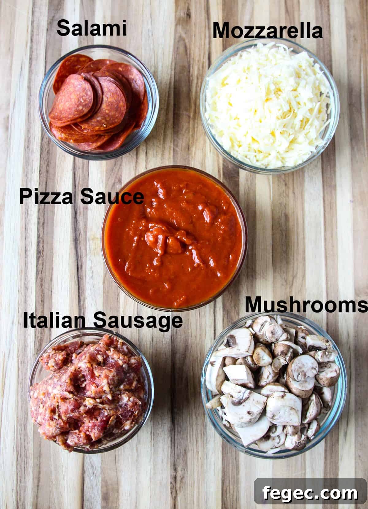 The ingredients for making the recipe.