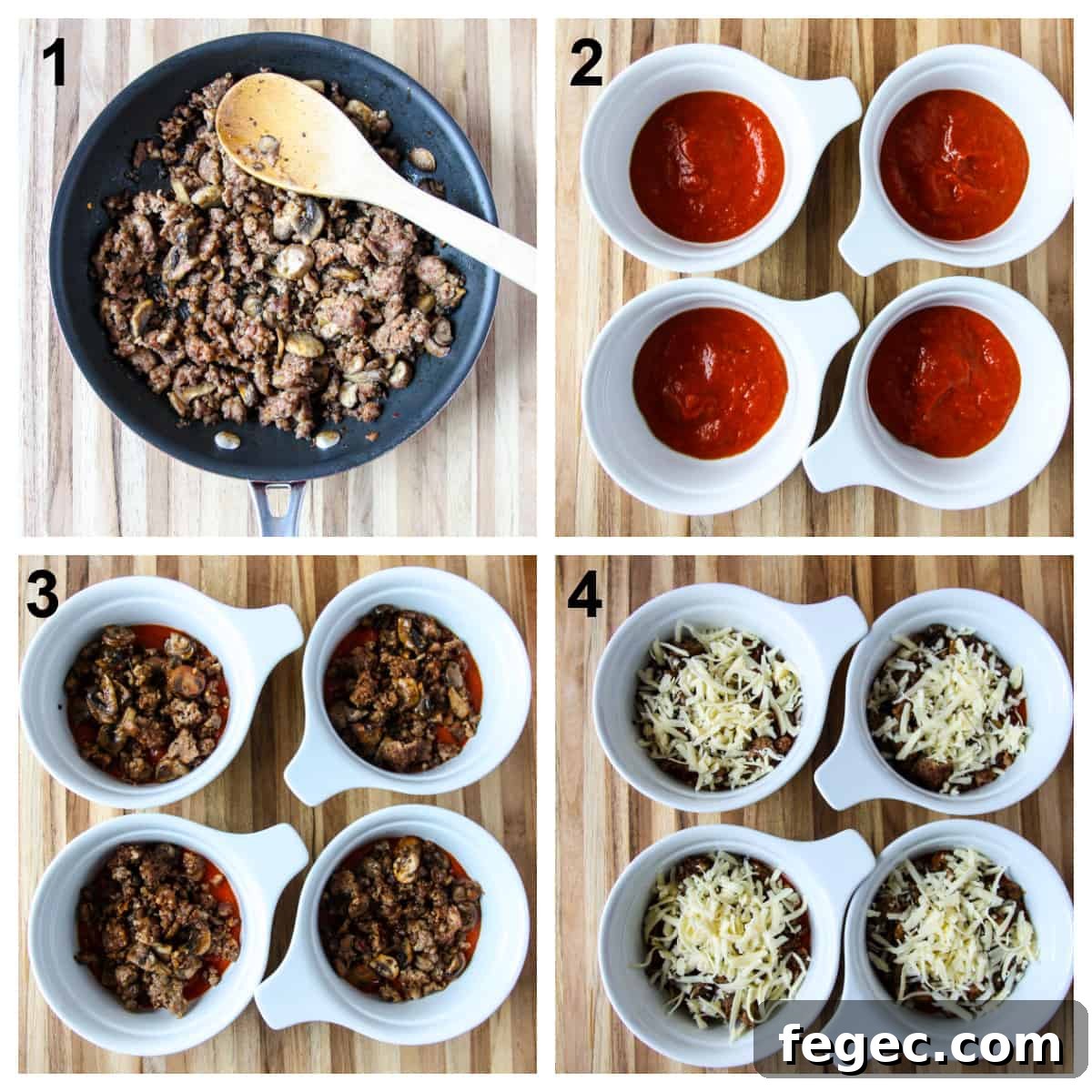 A collage showing the first four steps of the recipe.