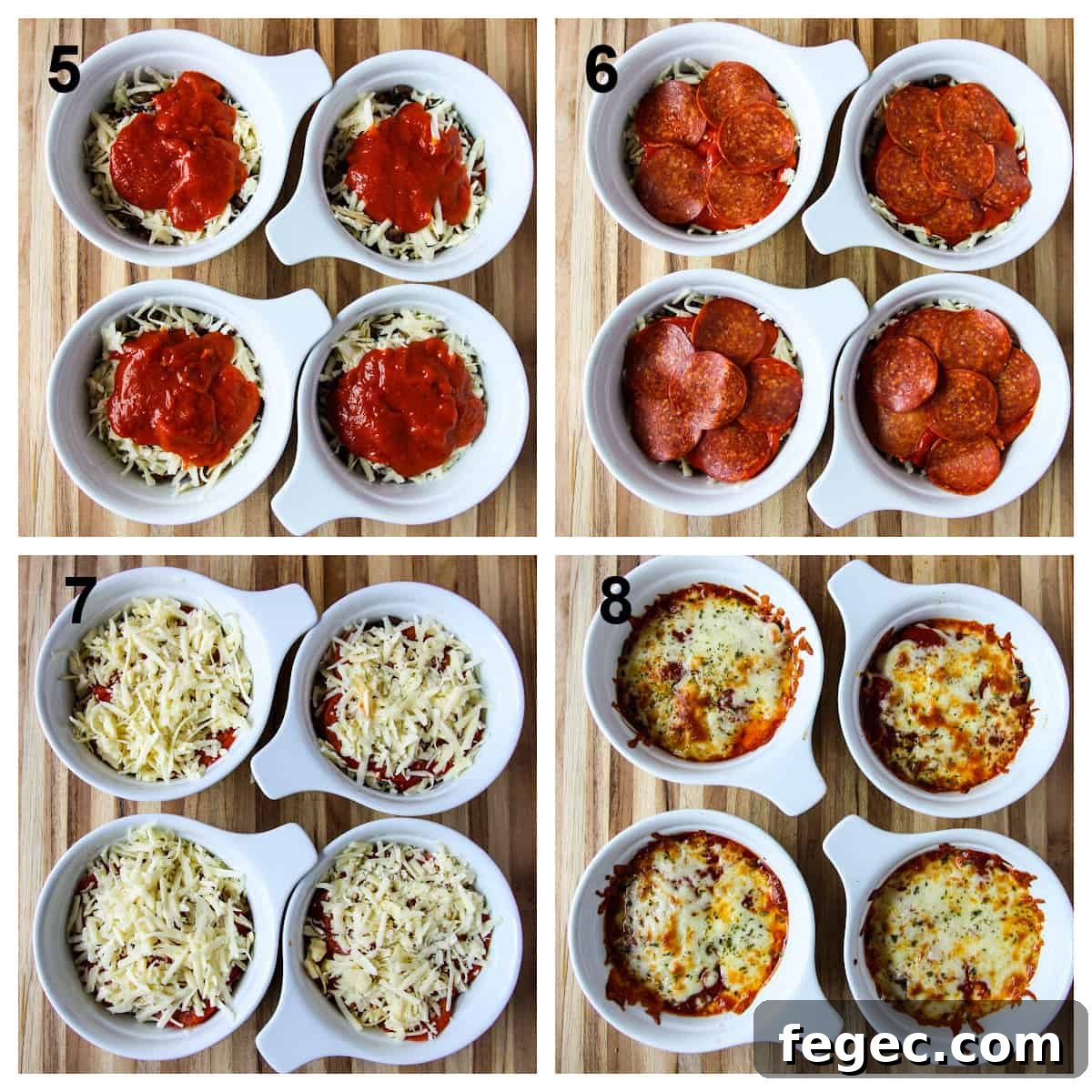 A collage showing the final four steps for making the recipe.