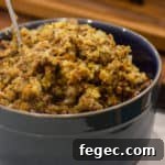 Classic Homemade Turkey Stuffing Recipe from Mom 10 Turkey stuffing recipe made with ground beef, onion, celery and stuffing mix. The perfect stuffing for holiday dinners like christmas and thanksgiving.