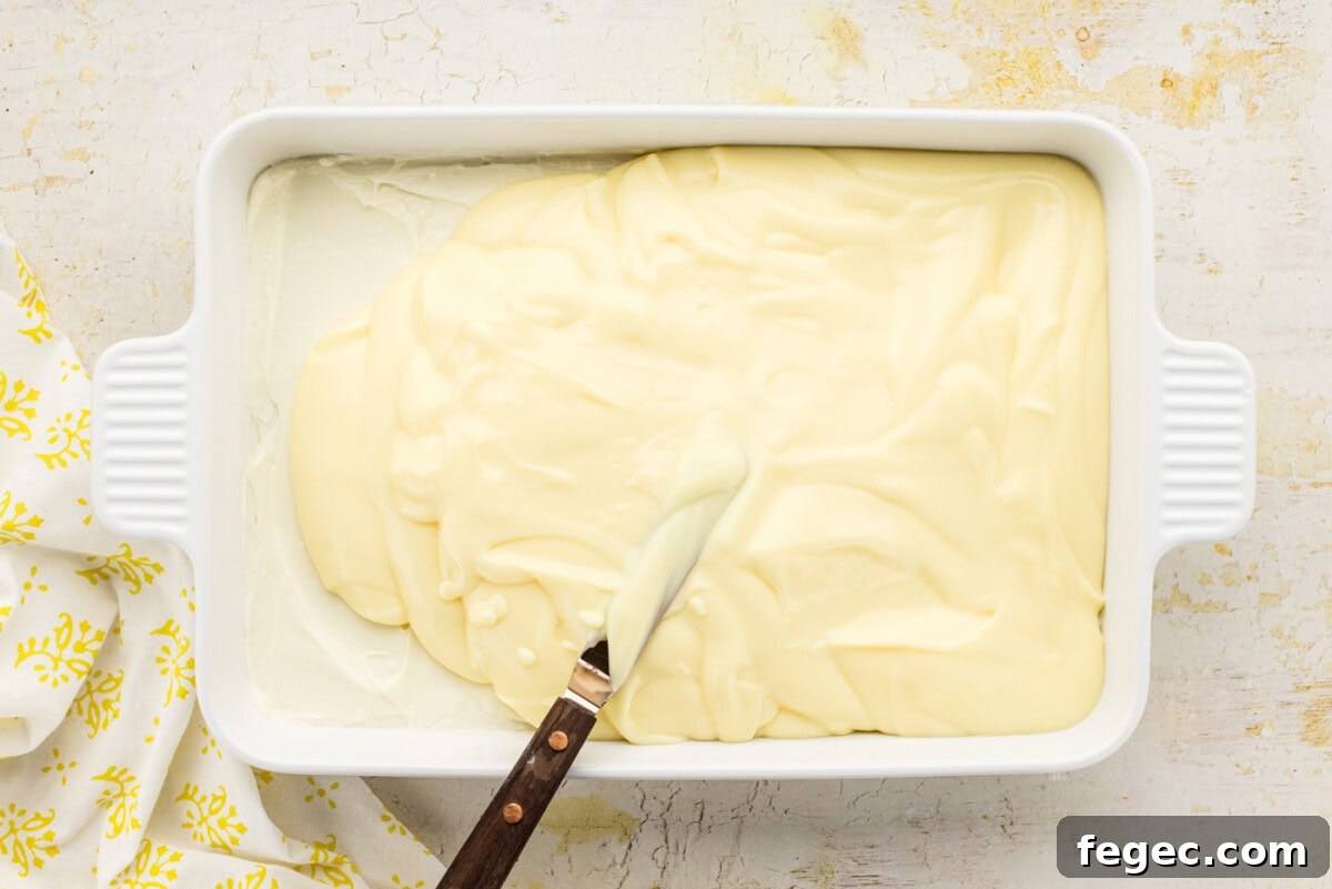 pudding layer spread over dessert