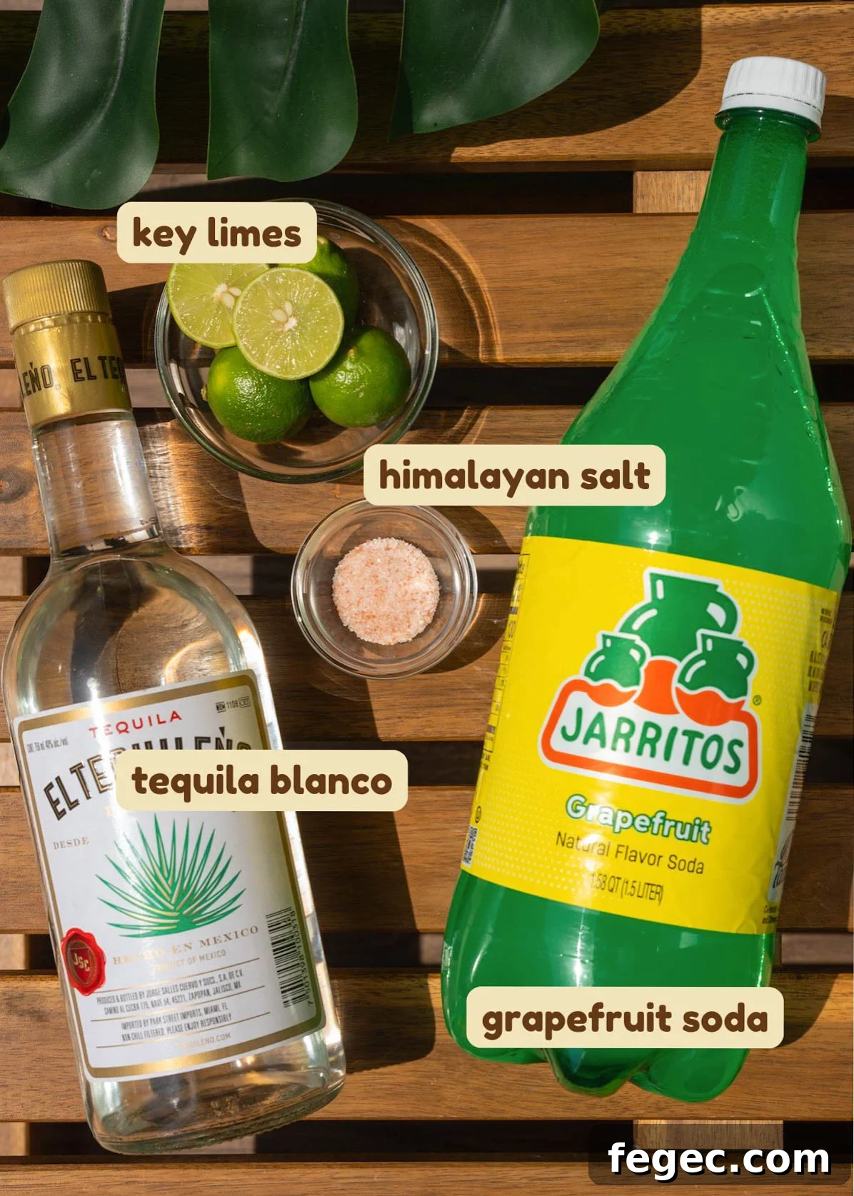 grapefruit soda, tequila, key limes, and salt
