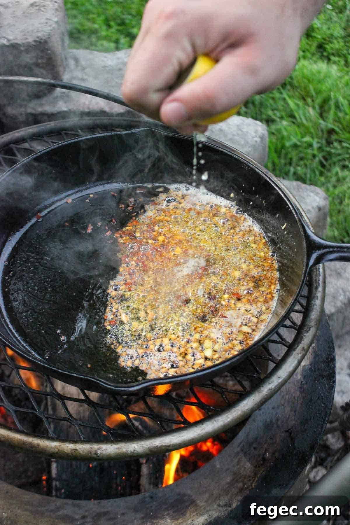Making the Garlic Chili Butter sauce for the steak frites.