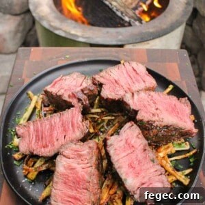 Steak Frites with Garlic Chili Butter displayed on a serving platter.