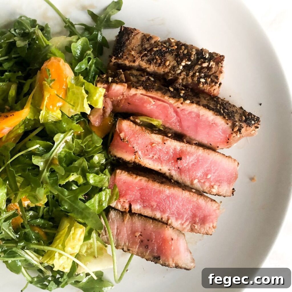 Seared ahi tuna on salad