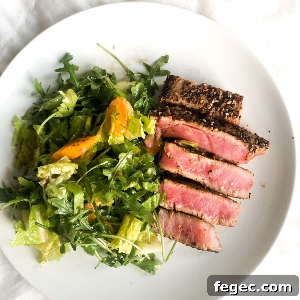 Ahi tuna salad with mango