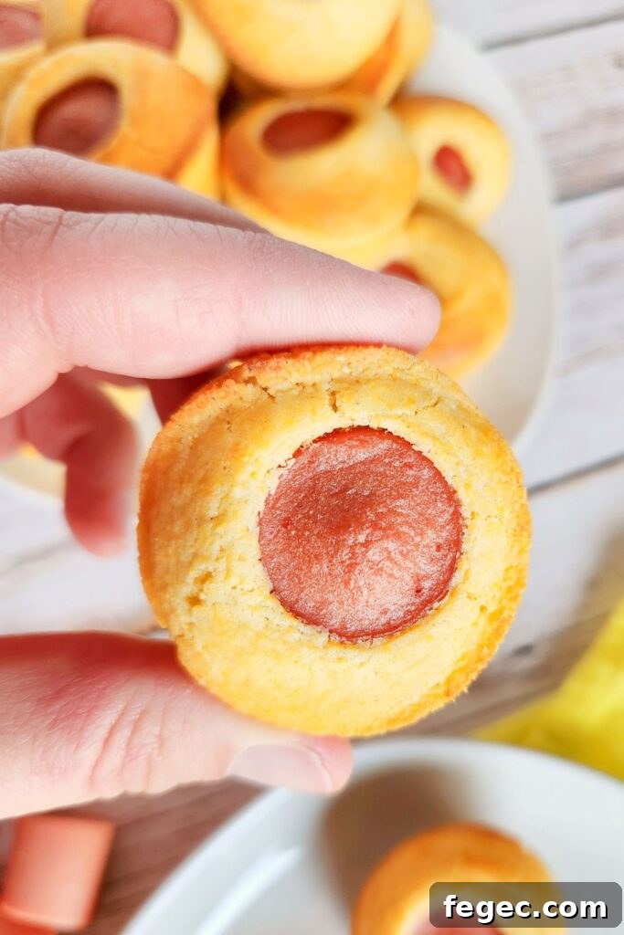 hot dog corn muffins being held in hand 